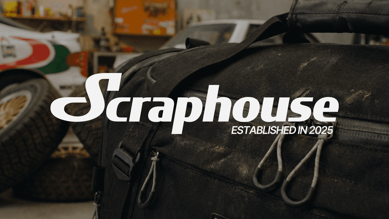 Scraphouse logotype and brand identity for a gear brand.