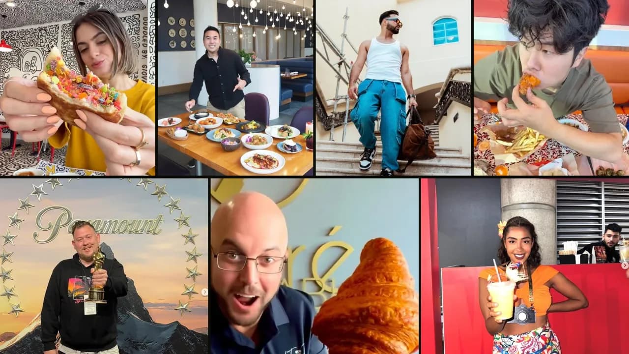 Seven Tampa Bay and Orlando food creators in a grid: Food by Tiana, Tasty Chomps, Jesus Andres Andrade, Bin Min Munch, Michael Haffner, Mr. Tampa Bay and Your Tampa Bestie